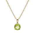 Collier en plaqu&eacute; or cha&icirc;ne avec pendentif pierre v&eacute;ritable P&eacute;ridot 6,5mm longueur 42+3cm Artemare