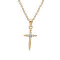 Colliers sur Artemare : Collier en plaqu&eacute; or cha&icirc;ne avec pendentif croix avec oxydes blancs sertis 40+5cm