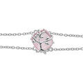 Bracelet en argent platin&eacute; double cha&icirc;ne avec oxyde rose motif arbre de vie 16+3cm Artemare