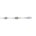 Bracelet en argent rhodi&eacute; tutti frutti cha&icirc;ne avec navettes d'oxydes verts et ronds orang&eacute; 16+3cm