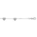 Bracelet en argent rhodi&eacute; cha&icirc;ne avec coeurs oxydes blancs sertis 16+3cm Artemare