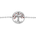 Bracelet en argent rhodi&eacute; cha&icirc;ne avec pastille arbre de vie couleur rouge 15+2.5cm Artemare
