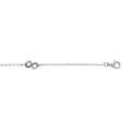 Bracelet en argent rhodi&eacute; cha&icirc;ne avec 3 motifs infini avec oxydes bleus sertis 15+3cm