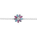 Bracelet en argent rhodi&eacute; cha&icirc;ne avec fleur d'oxydes multi couleurs 16+2cm
