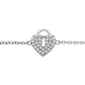 Bracelet en argent rhodi&eacute; cha&icirc;ne avec motif cadenas coeur pav&eacute; oxydes blancs 16+2cm