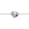 Bracelet en argent rhodi&eacute; cha&icirc;ne avec g&eacute;om&eacute;trie d'oxydes bleus et blancs 16+2cm Artemare