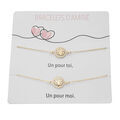 Bracelets d'amiti&eacute; en argent et dorure jaune double arbre de vie et oxydes blancs sertis 15+3cm sur son support cartonn&eacute; Artemare