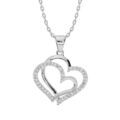 Colliers sur Artemare : Collier en argent rhodi&eacute; cha&icirc;ne avec pendentif double coeur et oxydes blancs sertis 40+5cm