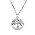 Collier en argent rhodi&eacute; cha&icirc;ne avec pendentif arbre de vie multi couleurs 40+4cm Artemare