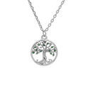 Collier en argent rhodi&eacute; cha&icirc;ne avec pendentif arbre de vie couleur verte 40+4cm Artemare