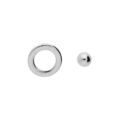 Boucles d'oreille en argent rhodi&eacute; 1 boule et 1 cercle &eacute;vid&eacute; et fermoir poussette Artemare
