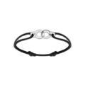 Bracelet en argent rhodi&eacute; motif menotte avec cordon coulissant noir Artemare