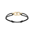 Bracelet en argent et dorure jaune motif menotte avec cordon coulissant noir