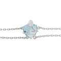 Bracelet en argent platin&eacute; double cha&icirc;ne avec coeur d'oxyde bleu ciel motif volute 16+3cm Artemare