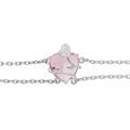 Bracelet en argent platin&eacute; double cha&icirc;ne avec coeur oxyde rose ciel motif volute 16+3cm Artemare