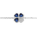 Bracelet en argent rhodi&eacute; cha&icirc;ne avec tr&egrave;fle d'oxydes bleus et coeur 16+1+1cm Artemare
