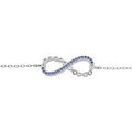 Bracelet en argent rhodi&eacute; cha&icirc;ne avec motif infini et oxydes bleus 16+3cm
