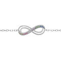Bracelet en argent rhodi&eacute; cha&icirc;ne avec motif infini et oxydes multi couleurs sertis 16+3cm Artemare