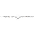 Bracelet en argent rhodi&eacute; cha&icirc;ne avec boules et perles blanches de synth&egrave;se avec coeur et infini 16+3cm Artemare