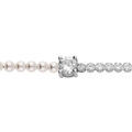 Bracelet en argent rhodi&eacute; 1 cot&eacute; rivi&egrave;re d'oxydes blancs et 1 cot&eacute; perles blanches de synth&egrave;se avec oxyde rond blanc serti 16+3cm