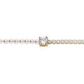 Bracelet en argent et dorure jaune 1 cot&eacute; rivi&egrave;re oxydes blancs et 1 cot&eacute; perles blanches de synth&egrave;se avec oxyde rond blanc serti 16+3cm Artemare