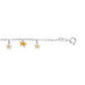 Bracelet enfant en argent rhodi&eacute; cha&icirc;ne avec pampilles fleurs et papillon 13+3cm Artemare
