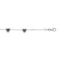 Bracelet en argent rhodi&eacute; cha&icirc;ne avec coeurs oxydes bleus et blancs sertis 16+3cm Artemare
