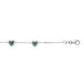 Bracelet en argent rhodi&eacute; cha&icirc;ne avec coeurs oxydes verts et blancs sertis 16+3cm Artemare