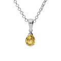 Colliers sur Artemare : Collier en argent rhodi&eacute; cha&icirc;ne avec pendentif Citrine v&eacute;ritable en forme de poire 8x6mm longueur 40+5cm