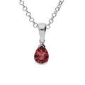 Colliers sur Artemare : Collier en argent rhodi&eacute; cha&icirc;ne avec pendentif Grenat v&eacute;ritable en forme de poire 8x6mm longueur 40+5cm