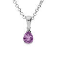Collier en argent rhodi&eacute; cha&icirc;ne avec pendentif Am&eacute;thyste v&eacute;ritable en forme de poire 8x6mm longueur 40+5cm