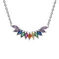 Collier en argent rhodi&eacute; cha&icirc;ne avec navettes d'oxydes multicouleur 42+3cm
