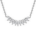 Collier en argent rhodi&eacute; cha&icirc;ne avec navettes d'oxydes blancs 42+3cm