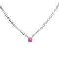 Collier en argent rhodi&eacute; cha&icirc;ne avec pendentif pierre v&eacute;ritable Tourmaline rose 3mm 38+5cm Artemare
