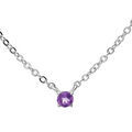 Collier en argent rhodi&eacute; cha&icirc;ne avec pendentif pierre v&eacute;ritable Am&eacute;thyste 3mm 38+5cm Artemare