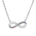 Colliers sur Artemare : Collier en argent rhodi&eacute; cha&icirc;ne avec motif infini et oxydes multi couleurs sertis 44cm r&eacute;glable 42 et 40cm