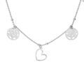 Colliers sur Artemare : Collier en argent rhodi&eacute; cha&icirc;ne avec pampilles coeurs et arbre de vie 40+5cm