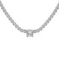 Collier en argent rhodi&eacute; rivi&egrave;re d'oxydes blancs sertis et gros oxyde blanc au centre 40+4cm Artemare