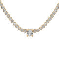 Colliers sur Artemare : Collier en argent et dorure jaune rivi&egrave;re d'oxydes blancs sertis et gros oxyde blanc au centre 40+4cm