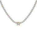 Colliers sur Artemare : Collier en argent et dorure jaune perles blanches de synth&egrave;se et 1 oxyde blanc serti 38+4cm