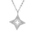 Collier en argent rhodi&eacute; cha&icirc;ne avec pendentif &eacute;toile ajour&eacute;e contour oxydes blancs sertis 40+2+2cm Artemare