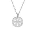 Collier en argent rhodi&eacute; cha&icirc;ne avec pendentif rondelle motif flocon de neige ajour&eacute; 39+4cm Artemare