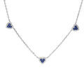 Collier en argent rhodi&eacute; cha&icirc;ne avec coeurs oxydes bleus et blancs sertis 42+3cm Artemare