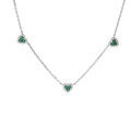 Colliers sur Artemare : Collier en argent rhodi&eacute; cha&icirc;ne avec coeurs oxydes verts et blancs sertis 42+3cm