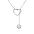 Colliers sur Artemare : Collier en argent platin&eacute; coeur &eacute;vid&eacute; et pampille coeur oxydes blancs sertis 41+3cm