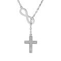 Colliers sur Artemare : Collier en argent platin&eacute; infini et croix oxydes blancs sertis 41+3cm