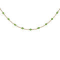 Collier en argent et dorure jaune cha&icirc;ne avec olives couleur verte 40+5cm