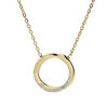 Collier en acier et PVD jaune cha&icirc;ne avec cercle et oxydes blancs sertis 40+5cm