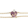 Bracelet en plaqu&eacute; or double cha&icirc;ne avec coeur oxyde violet motif volute 16+3cm Artemare