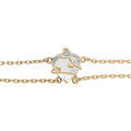 Bracelet en plaqu&eacute; or double cha&icirc;ne avec coeur oxyde blanc motif volute 16+3cm